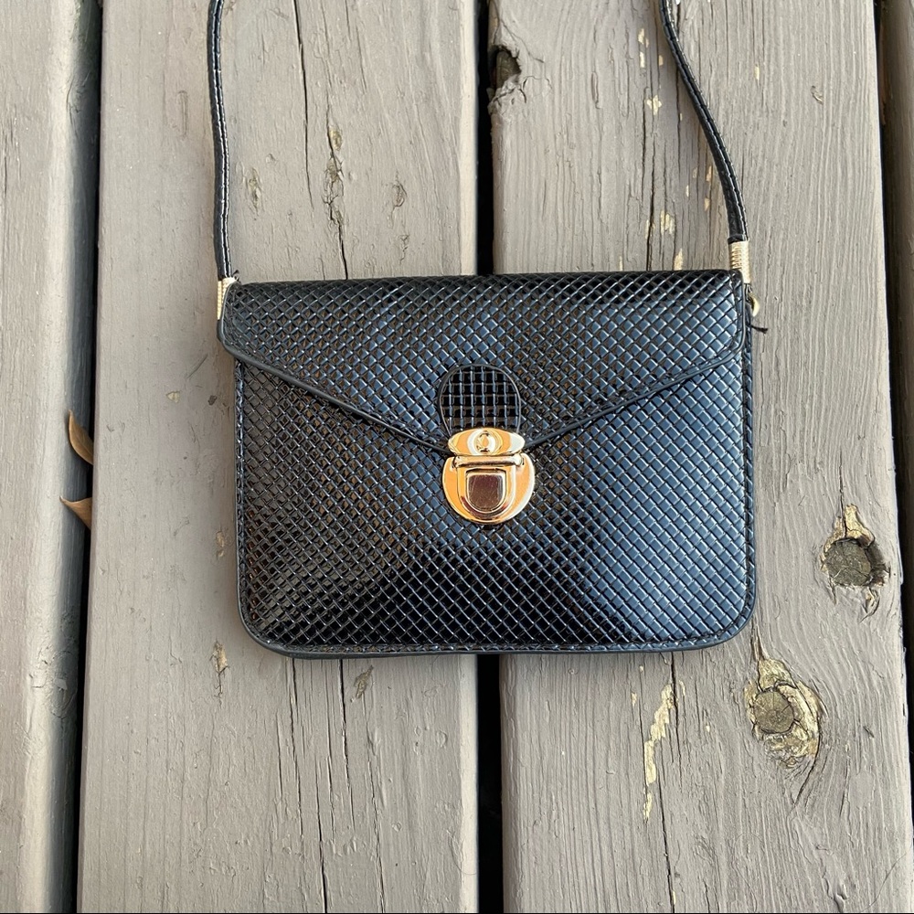 Shiny Black Crossbody Bag